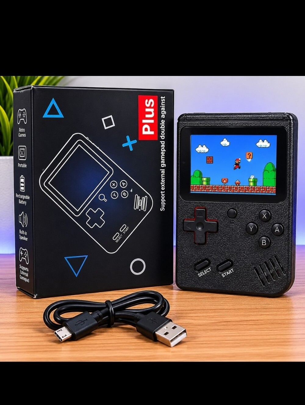 Black Portable Retro Handheld Game Console NEW